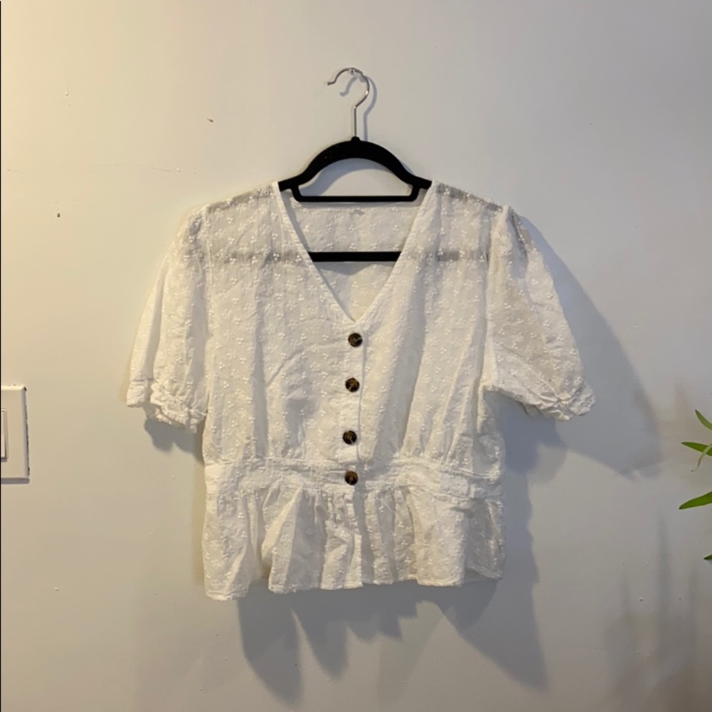 White eyelet crop top